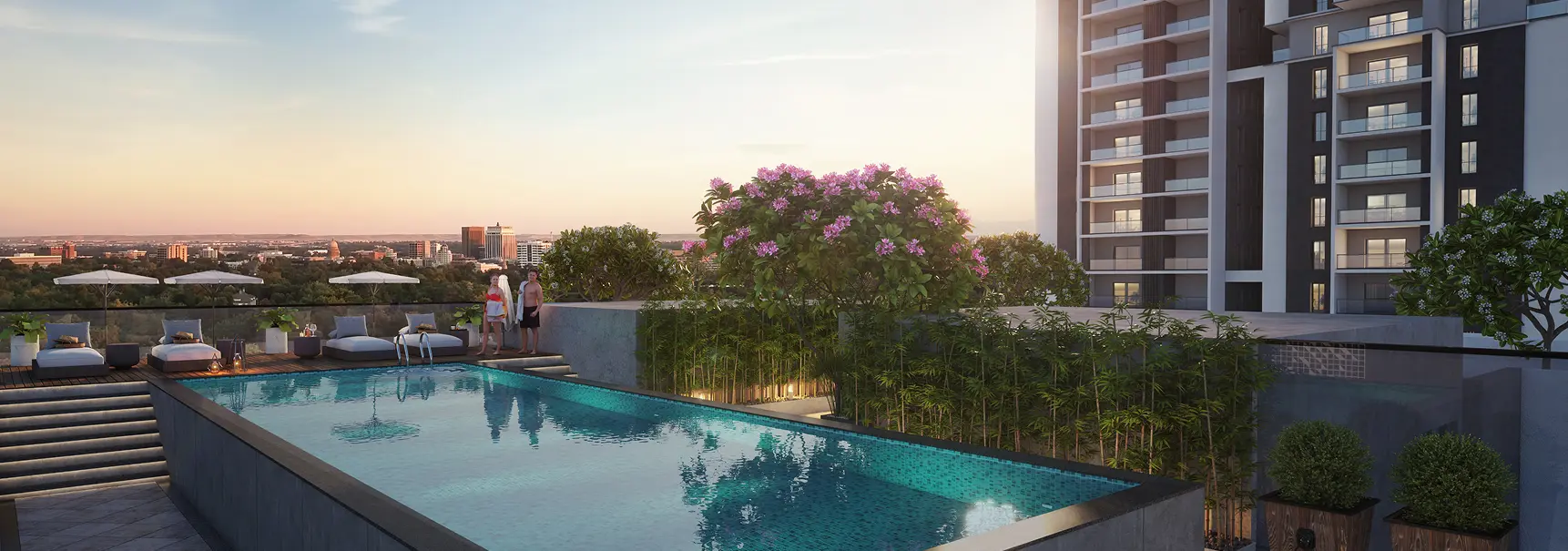 Rooftop pool and amenities